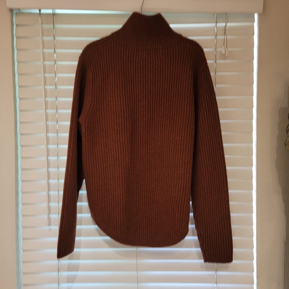 Banana Republic Half-Zip Ribbed Knit Wool Sweater Medium Brown Thick NWOT NEW - Picture 2 of 6